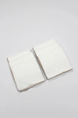 CEYLAN ADAM   Bistyle Organik 28x28 6'Lı Havlu Mendil 90105 Ekru