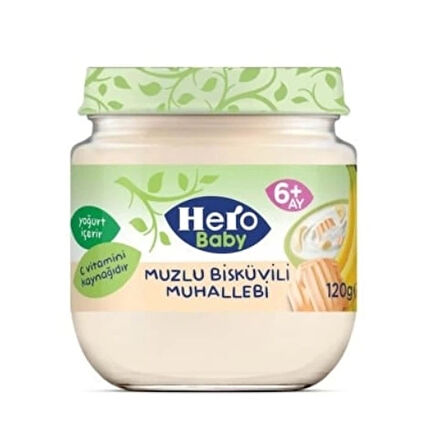 CEYLAN ADAM  Hero Baby Muzlu Bisküvili Muhallebi Kavanoz Mama 120 Gr