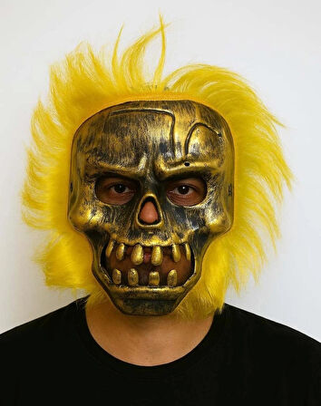 CEYLAN ADAM  Wild Skull - Bakır Kafatası Sarı Saçlı İskelet Maske