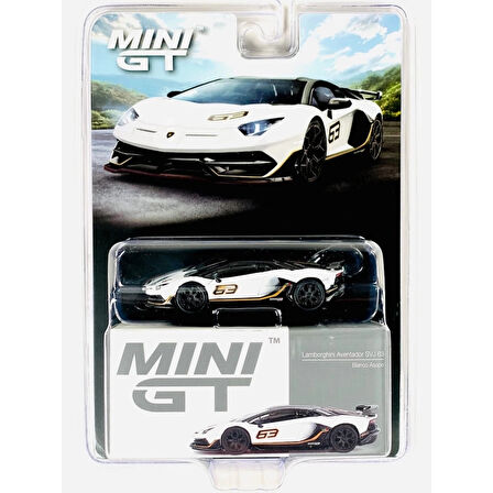 CEYLAN ADAM  Mini GT 1/64 Lamborghini Aventador SVJ 63 Bianco Asopo