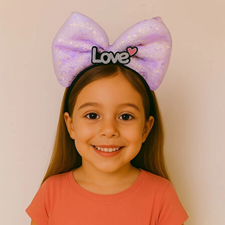 CEYLAN ADAM  LED Işıklı Love Yazılı Mor Fiyonk Taç – Kız Çocuk Parti Tacı