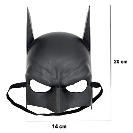 CEYLAN ADAM  Siyah Renk Çocuk Boy Arkadan Lastikli Batman Maskesi   20x14 cm