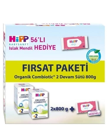 Mey İthalat®   2 Organik Combiotic Bebek Sütü 800 Gr X2 Islak Mendil Hediyeli