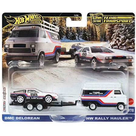 CEYLAN ADAM  Hot Wheels Car Culture Team Transport DMC DeLorean & HW Rally Hauler Diecast Car