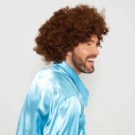 CEYLAN ADAM  Kahve Renk Kıvırcık Afro Bonus Peruk