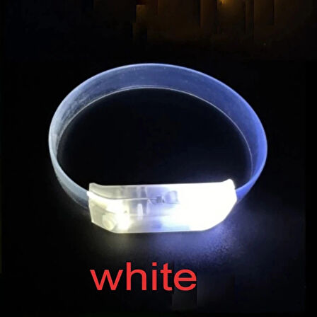 CEYLAN ADAM  3 Modlu Pilli LED Işıklı Esnek Parti Bilekliği Beyaz