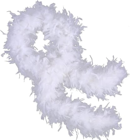 Beyaz Renk Kabarık Kalın Otriş Boa Tüy 6 cm Genişlik 180-200 cm Uzunluk