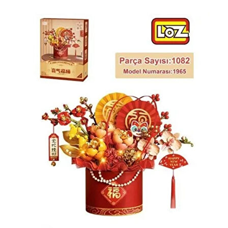 CEYLAN ADAM  LZ-1965 KIRMIZI EBEDİ ÇİÇEK SANAT KOVASI 1082 PARÇA BLOCK OYUNCAK