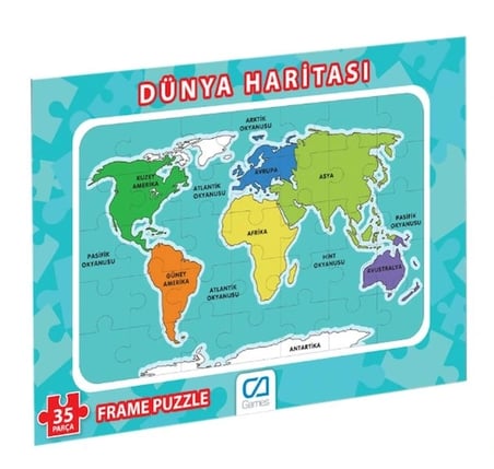 Mey İthalat® Dünya Haritası Frame Puzzle 35 Parça
