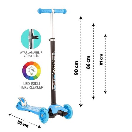 Mey İthalat® Mavi Twist Işıklı Scooter