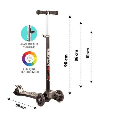 Mey İthalat® IŞIKLI SCOOTER SİYAH