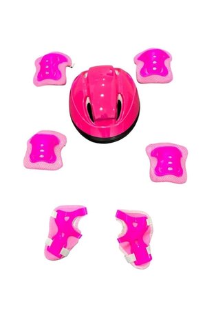 Mey İthalat® Bisiklet Kaykay Paten Çocuk Kaskı Ve Dizlik Set PEMPE/PEMBE