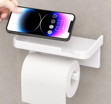 Mey İthalat® Raflı Yapışkanlı Tuvalet Kağıdı Askılığı