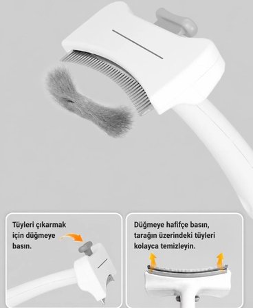 Mey İthalat® Basmalı Metal Uçlu Evcil Hayvan Tüy Toplama Tarağ