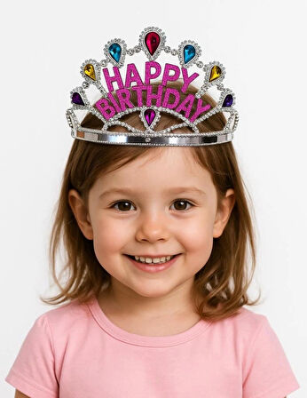 CEYLAN ADAM Nessiworld  Gümüş Renk Happy Birthday Yazılı Doğum Günü Tacı 60 cm