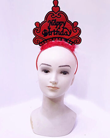 CEYLAN ADAM Nessiworld Happy Birthday Neon Kırmızı Renk Doğum Günü Tacı 24x15 cm