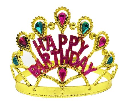 Mey İthalat® Altın Renk Happy Birthday Yazılı Doğum Günü Tacı 60 cm