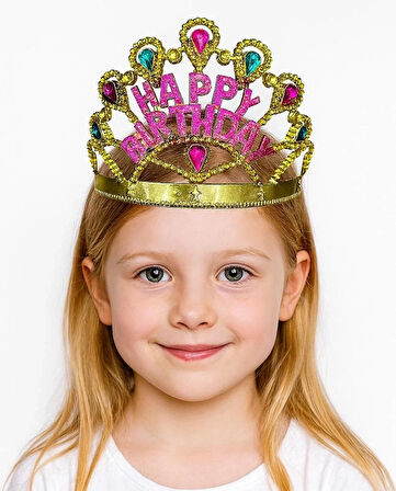 CEYLAN ADAM Nessiworld  Altın Renk Happy Birthday Yazılı Doğum Günü Tacı 60 cm