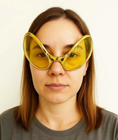 CEYLAN ADAM Nessiworld  Retro Gözlük - 80 li 90 lı Yıllar Parti Gözlüğü Gold Renk 8x13 cm