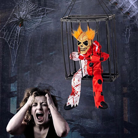 CEYLAN ADAM  Hareketli Sesli Sensörlü Mahkum Joker İskelet Dekorasyon 22x27 cm