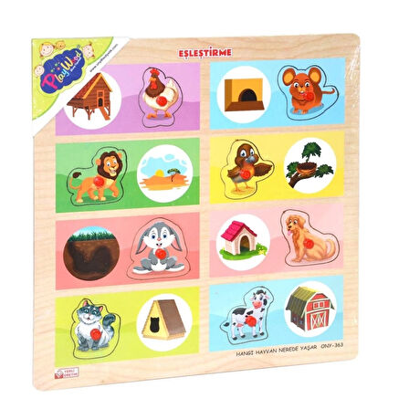 CEYLAN ADAM Nessiworld ONY-363-364 Ahşap Tutmalı Eşleştirme Hangi Hayvan Nerede Yaşar -Onyıl