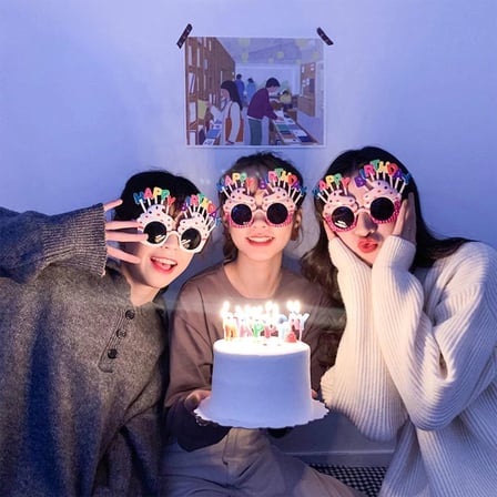 Mey İthalat® Happy Birthday Yazılı Pembe Fuşya Renk Parti Gözlüğü 12x7 cm