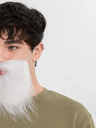 CEYLAN ADAM   Beyaz Kırçıllı Arkadan Lastikli Beyaz Takma Sakal Yetişkin Çocuk Uyumlu