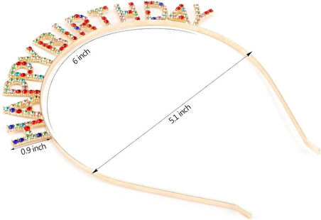 CEYLAN ADAM     Rengarenk Kristal Taşlı Ekstra Lüks Gümüş Kaplama Happy Birthday Taç 16x17 cm