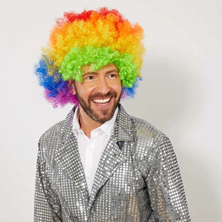 CEYLAN ADAM   Rengarenk Kıvırcık Afro Bonus Peruk