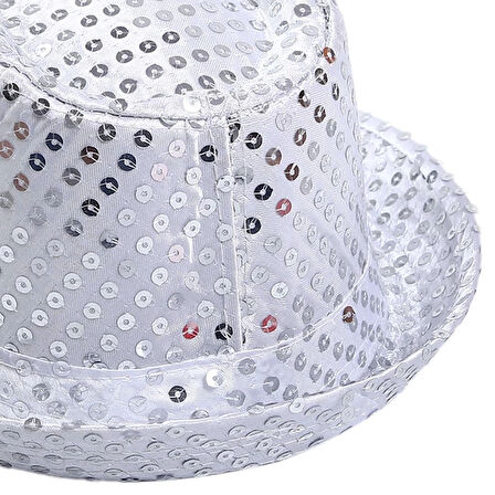 CEYLAN ADAM     Çocuk Boy Gümüş Payetli Şapka Gösteri Şapkası Michael Jackson Şapkası 54 No