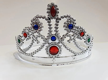 CEYLAN ADAM   GümüşRenkPlastikPrensesTacıKraliçeTacı60cm