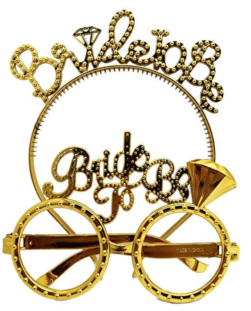 CEYLAN ADAM   BrideToBeYazılıTaçveBrideToBeYazılıGözlükSetiAltınRenk