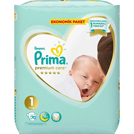 CEYLAN ADAM   Prima Premium Care Bebek Bezi Ekonomik Paket 1 Beden 70 Adet