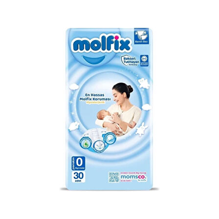 CEYLAN ADAM   Molfix Premature Bebek Bezi 0 Beden 0-3 Kg 30 Adet