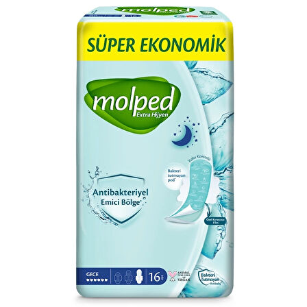 CEYLAN ADAM   Molped Ekstra Hijyen Gece Ped Süper Eko 16 Adet