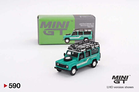 CEYLAN ADAM   Mini GT 1/64 Land Rover Defender 110 1985 County Station Wagon Trident Green