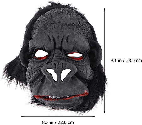 CEYLAN ADAM   Lateks Goril Maskesi Maymun Maskesi Et Maskesi Orangutan Siyah Saçlı 1 No