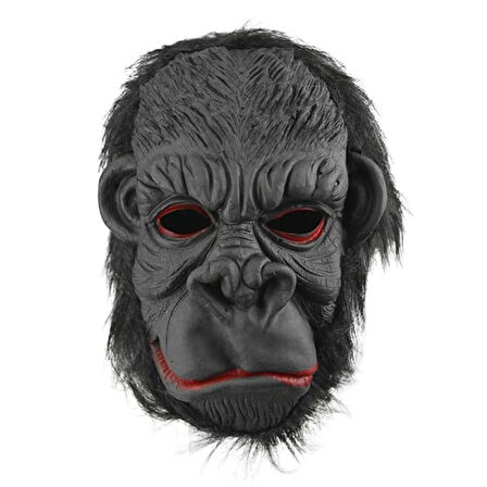 CEYLAN ADAM     Lateks Goril Maskesi Maymun Maskesi Et Maskesi Orangutan Siyah Saçlı 3 No