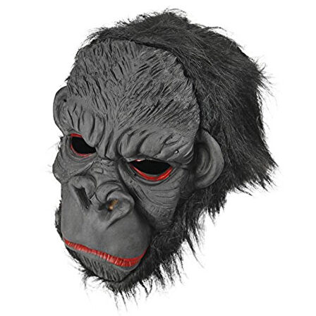CEYLAN ADAM     Lateks Goril Maskesi Maymun Maskesi Et Maskesi Orangutan Siyah Saçlı 3 No