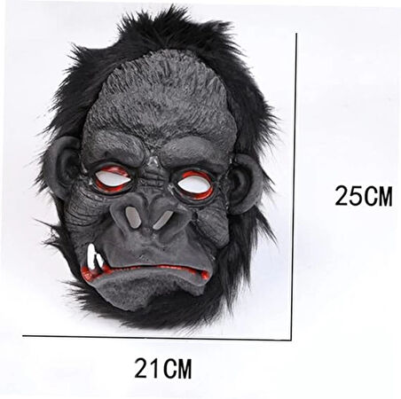 CEYLAN ADAM   Lateks Goril Maskesi Maymun Maskesi Et Maskesi Orangutan Siyah Saçlı 4 No
