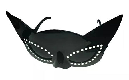 CEYLAN ADAM     Siyah Renk Siyah Camlı Kedi Şekilli Parti Gözlüğü 20x11 cm