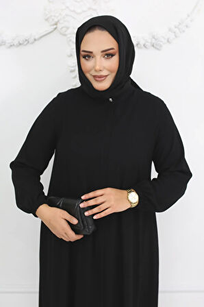 Siyah Boydan Gizli Fermuarlı Cepli Rabia Ferace Mf-1709