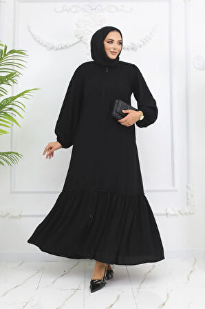 Siyah Altı Büzgülü Ferace & Elbise Mf-2237
