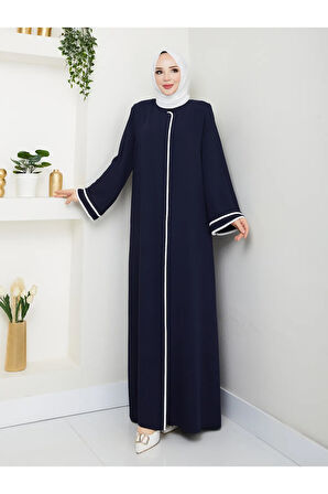Lacivert Dubai İpeği Biyeli Ferace Mf-2269