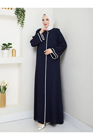 Lacivert Dubai İpeği Biyeli Ferace Mf-2269