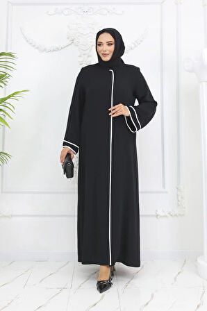 Siyah Dubai Ipeği Biyeli Ferace Mf-2269
