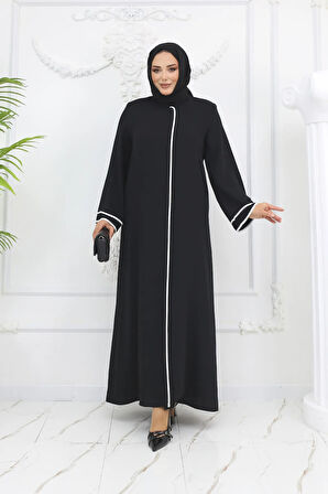 Siyah Dubai Ipeği Biyeli Ferace Mf-2269