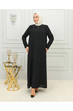 Tesettür Giyim Kadın Ferace - İthal Petek Kumaş - Siyah MF3017