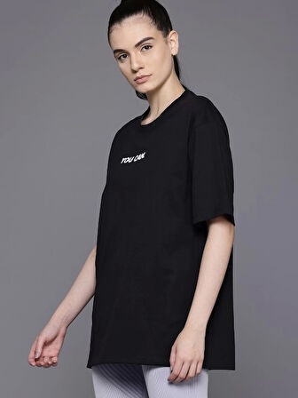 Baskılı Oversize T-shirt - Siyah