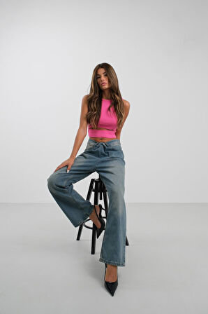 Pencere Detay Triko Bluz